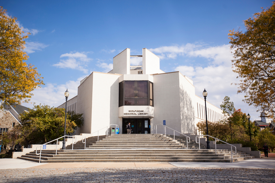 Wolfgram Memorial Library in fall