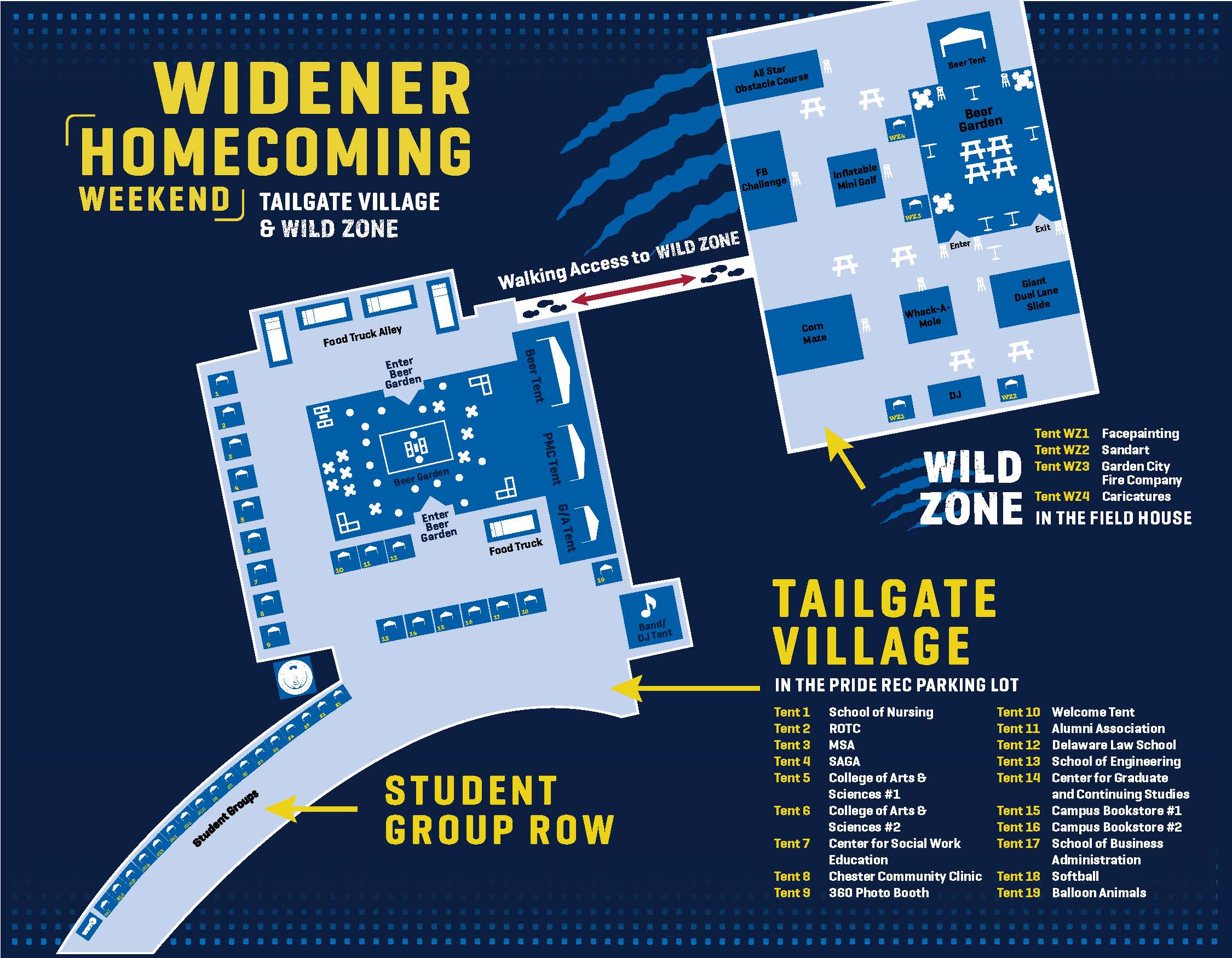 Homecoming Tailgate Village Map 2023