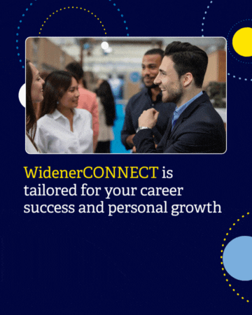 A gif showing the benefits of joining WidenerCONNECT, which include networking and mentorship opportunities