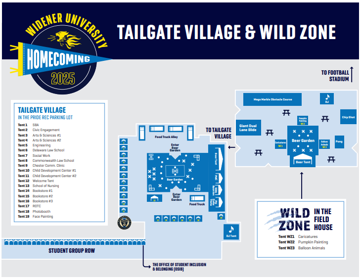 Homecoming Tailgate Village Map 2025