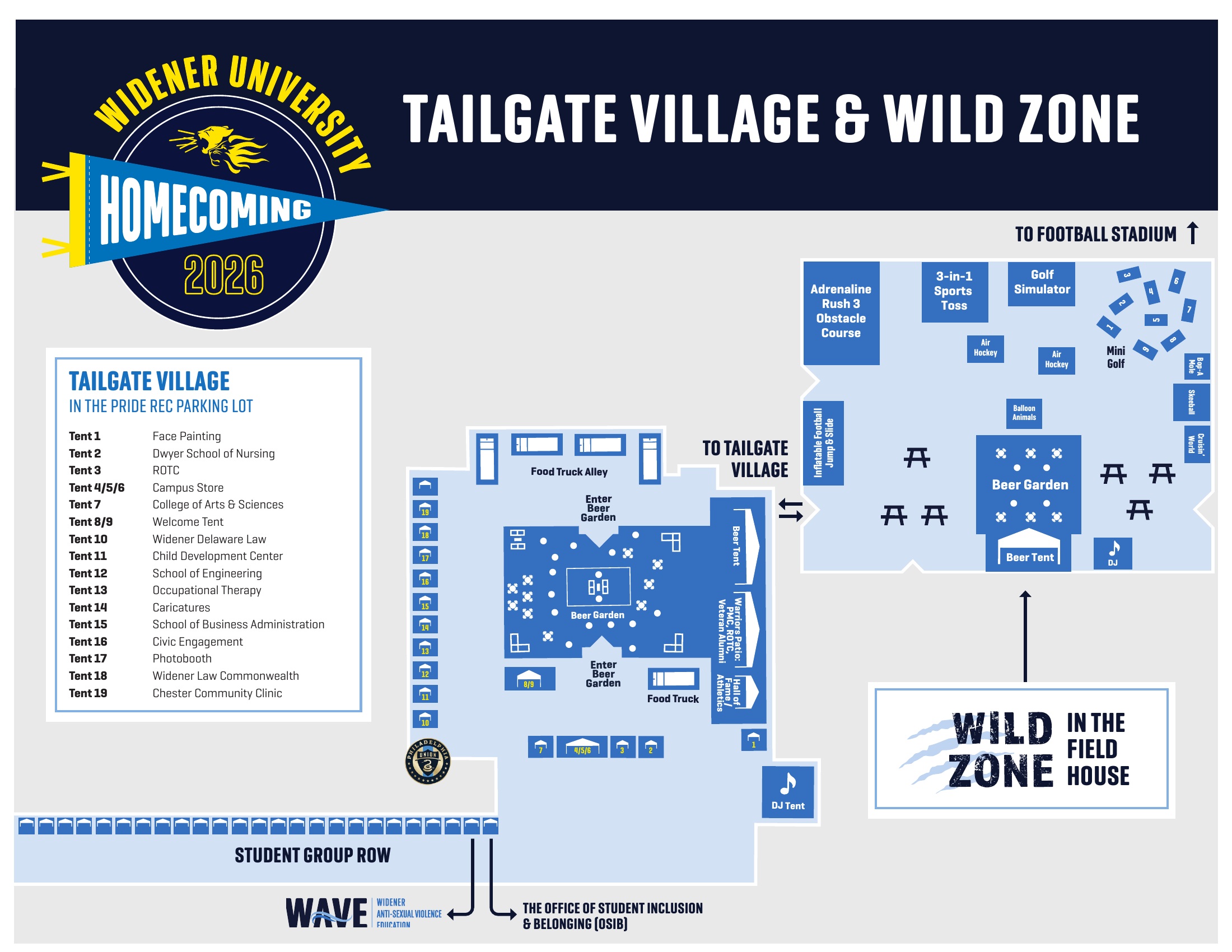 Homecoming Tailgate Village Map 2026