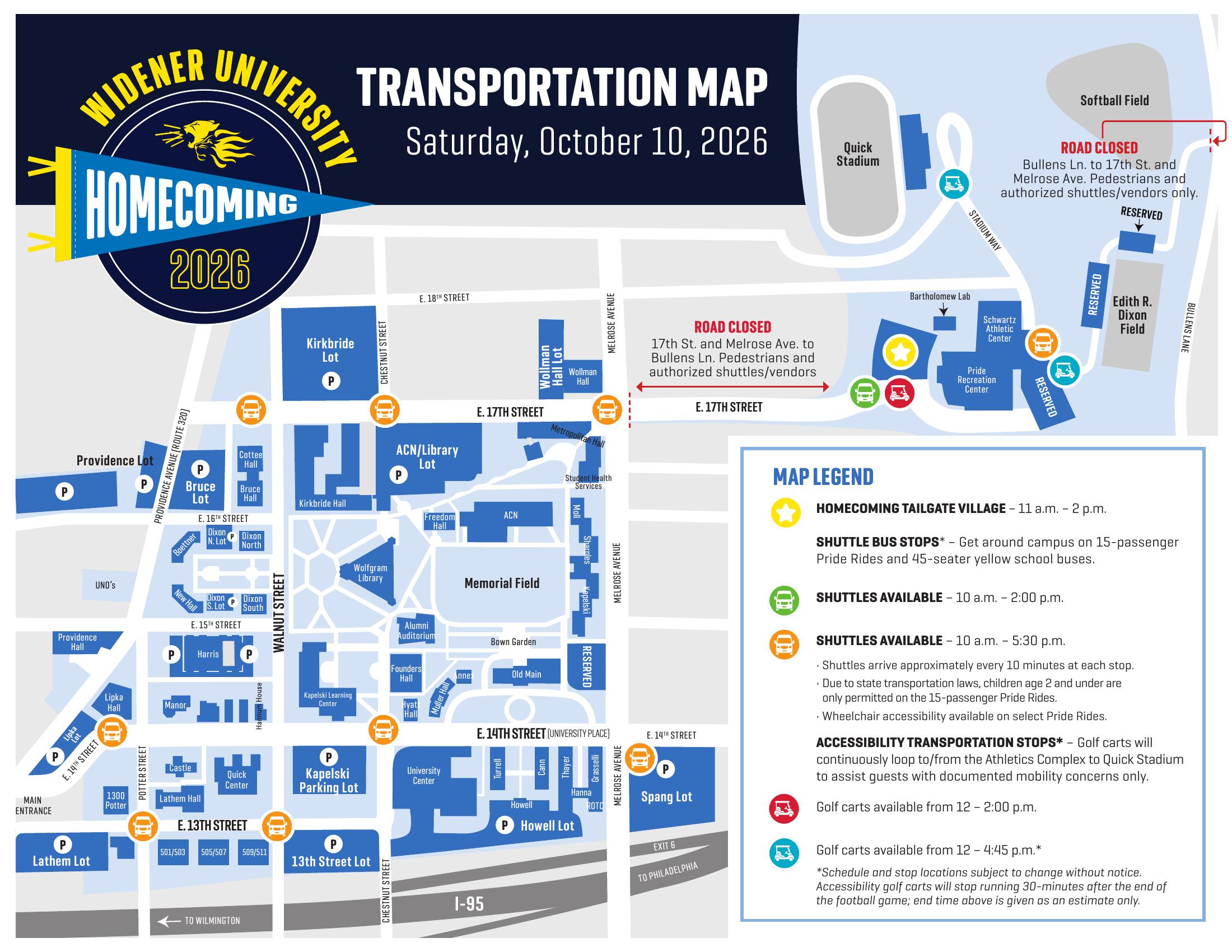 Homecoming Transportation Map 2026