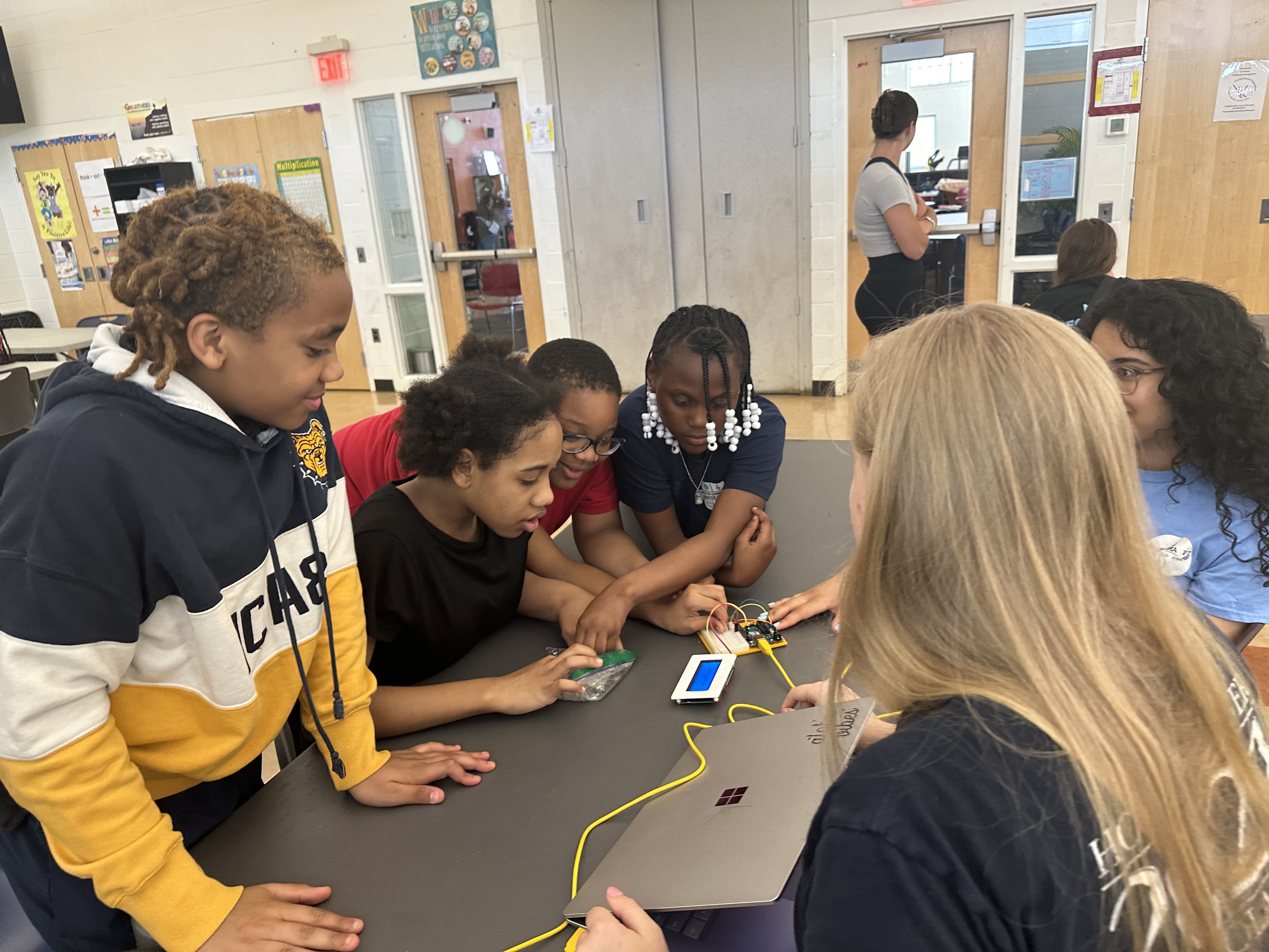 Young students engage with the science-based workshops.
