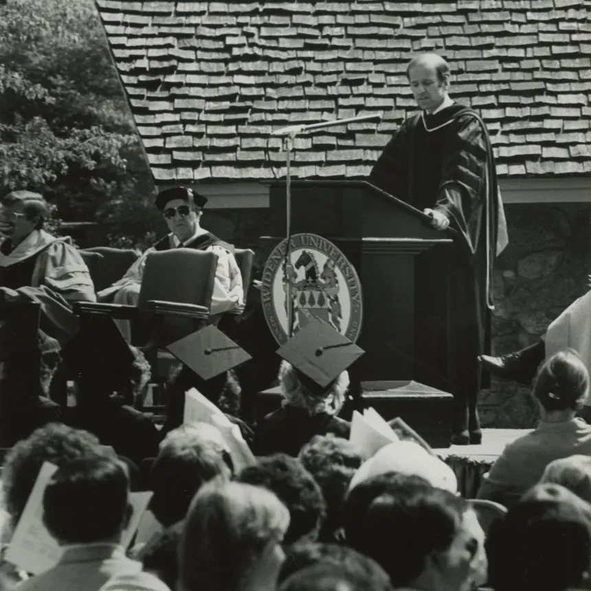Joe Biden speaking at 1982 commencement