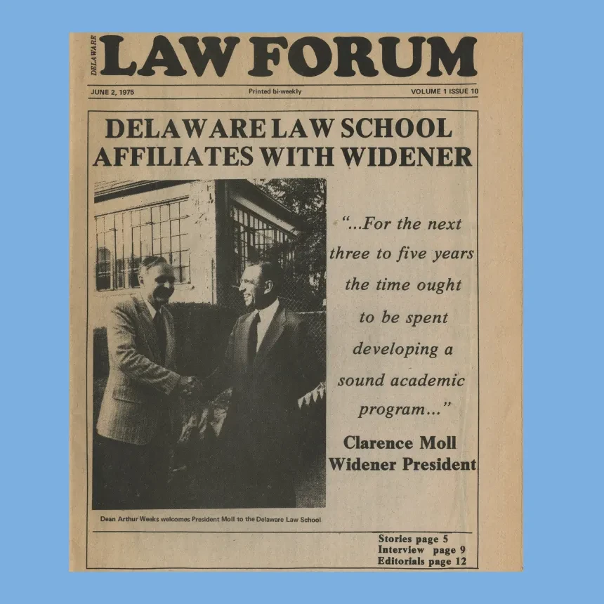 Law Forum news story about Delaware Law and Widener partnership
