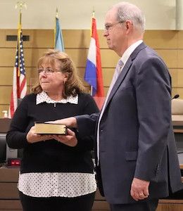 Kevin O'Connell being sworn in 
