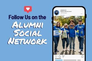Alumni Social Graphic 300x200 follow us on the alumni social network with mobile image