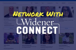 WidenerCONNECT graphic with alumni spotlights