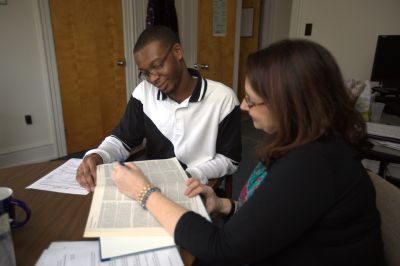 career design and development team work with students in workshop