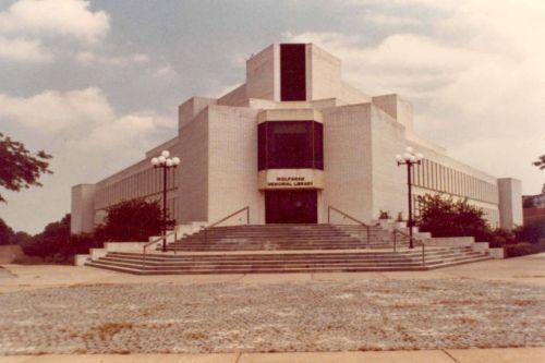 A photo of Wolfgram Memorial library from 1970