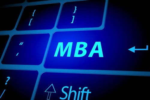 Blue back-lit keyboard with an MBA button